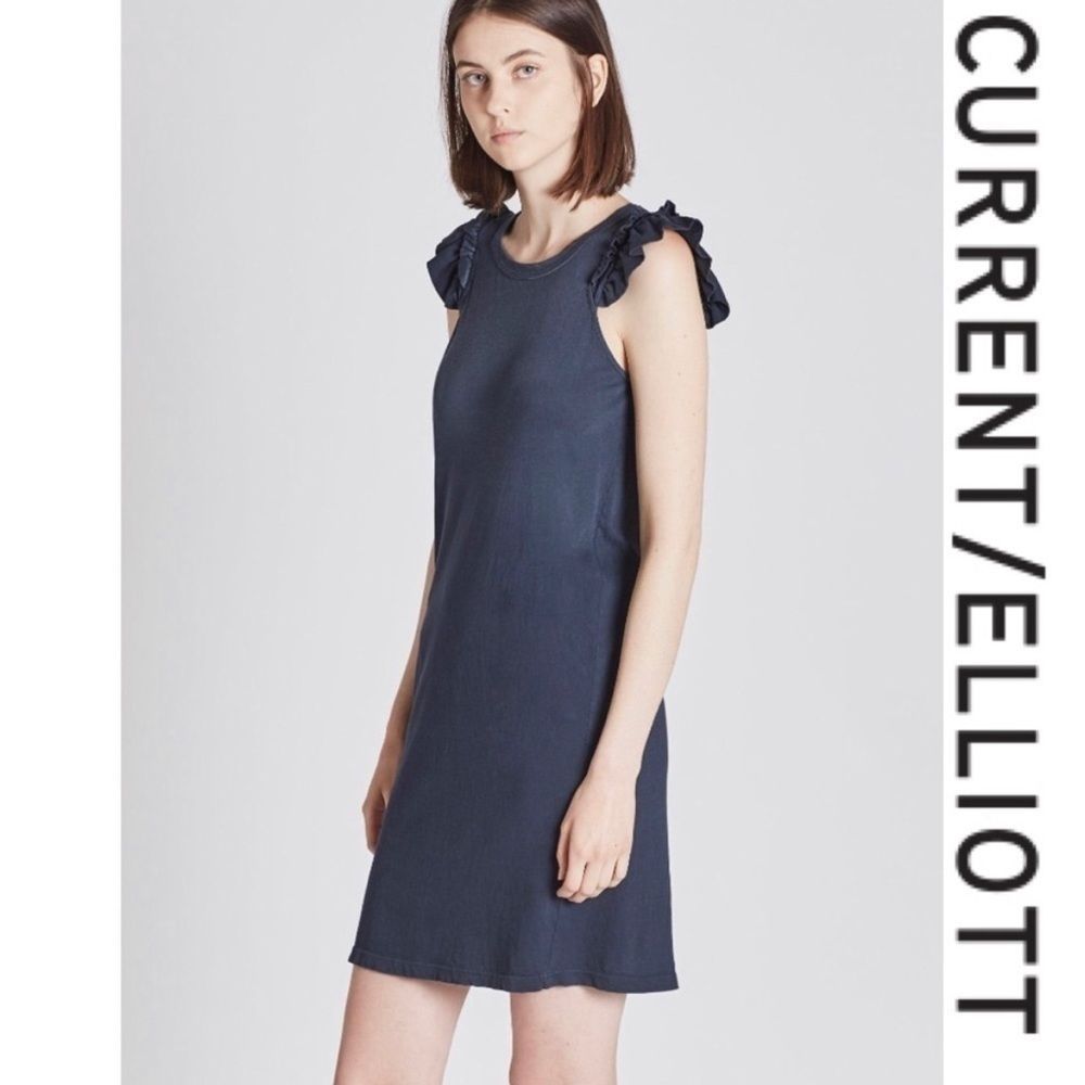CURRENT/ELLIOT The Ruffle Muscle Dress Navy NWT